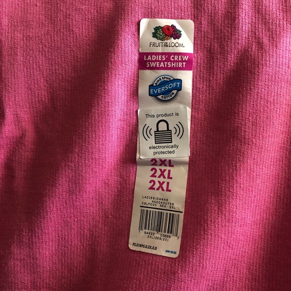 Women’s Fruit of the Loom 2XL Pink Crew Neck Sweatshirt NWT - Picture 3 of 5